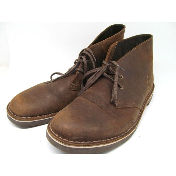 Clarks Bushacre Brown Leather 2-eye Chukka Boots Mens Size US 11.5 M  Made India